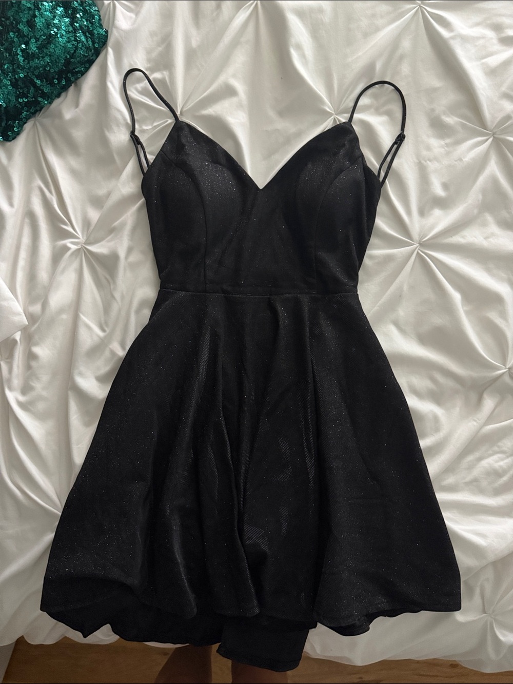 Black Sparkle Mini Dress with Spaghetti Straps